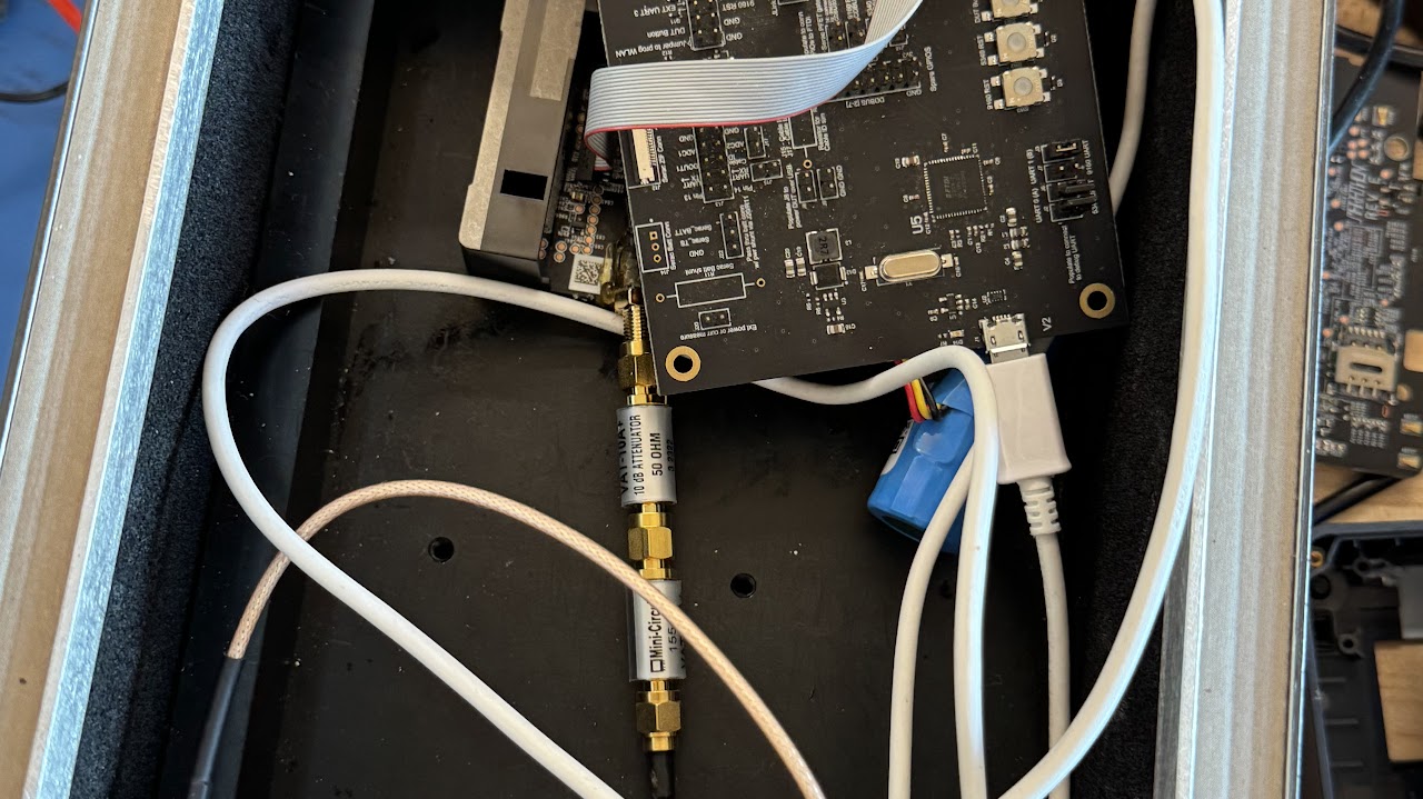 RF testing with controlled attenuation